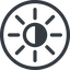 Line, down, normal, circle, star, light, brightness, luminosity, intensity, brilliance, lighter, darker, dark, mode, Illumination, sun, shine, flash, ray, brightness-half icon