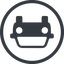 Line, down, normal, circle, car, front, vehicle, transport, car-front-small icon