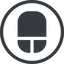 Line, down, normal, circle, computer, keyboard, mouse, pointer, computer-mouse, computer-mouse-solid icon
