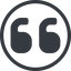 Line, down, normal, circle, mark, quote, quotation, citation, quote-solid, quotation-mark, double-quotes icon
