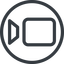 Line, down, normal, circle, youtube, video, camera, film, movie, videocamera icon
