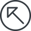 Line, left, normal, circle, arrow, corner, arrow-corner icon
