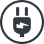Line, left, normal, circle, electricity, plug, charge, charger, electric, electrics, electrical, plug-alt icon