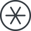 Line, right, normal, circle, star, asterisk icon