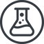 Line, up, normal, circle, horizontal, mirror, bubble, bubbles, graduated, erlenmeyer, chemical, flask, lab, laboratory, chemistry, potion, glassware, conical, bubbling, boiling, bulbous, erlenmeyer-bubbling-alt icon