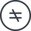 Line, normal, circle, sign, not, horizontal, mirror, symbol, math, mathematics, inequality, mathematical, equal, not-equal, different, maths icon