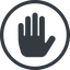Line, up, normal, solid, circle, hand, stop, fingers, hand-solid icon