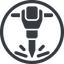 Line, normal, circle, tool, construction, noise, jackhammer, demolition, concrete, pneumatic, mining, drill, mining-dril, jackhammer-alt-solid icon