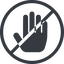 Line, up, normal, solid, circle, horizontal, mirror, prohibited, hand, stop, fingers, hand-solid icon