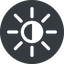 Down, normal, solid, circle, star, light, brightness, luminosity, intensity, brilliance, lighter, darker, dark, mode, Illumination, sun, shine, flash, ray, brightness-half icon