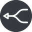 Down, normal, solid, circle, arrow, merge, path, join, merged icon