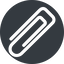 Down, normal, solid, circle, paper, clip, attachment, paper-clip, paper-clip-alt icon
