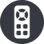 Down, normal, solid, circle, remote, control, tv, television, remote-control, remote-control-solid icon