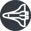 Left, normal, solid, circle, space, nasa, shuttle, spacecraft, orbiter, satellite, space-shuttle, astronaut, discovery, atlantis, columbia, challenger, rocket icon