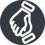 Right, normal, solid, circle, business, hand, handshake, shake, agreement, deal, hands, shaking, agree icon