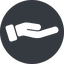 Up, normal, solid, circle, healthcare, help, care, gift, hand, giving, giving-hand, love, give, giving-hand-solid icon