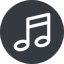 Normal, solid, circle, mute, unmute, music, note, musical, notes icon
