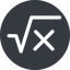 Normal, solid, circle, square, root, formula, equation, math, mathematics, square-root, mathematical, maths icon