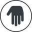 Thin, line, down, solid, circle, hand, stop, fingers, hand-solid icon