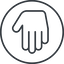 Thin, line, down, solid, circle, hand, stop, fingers, hand-thin icon