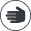 Thin, line, left, solid, circle, hand, stop, fingers, hand-solid icon