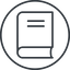 Thin, line, circle, book, note, notebook, library, title, book-title, book-title-thin icon