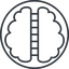 Thin, line, up, circle, medical, human, idea, brain, intelligence, corpus, callosum, corpus-callosum, corpus-callosum-thin, synapse, neuron, memory icon