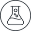 Thin, line, up, circle, bubble, bubbles, graduated, erlenmeyer, chemical, flask, lab, laboratory, chemistry, potion, glassware, conical, bubbling, boiling, bulbous, erlenmeyer-bubbling-alt-thin icon