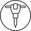 Thin, line, up, circle, tool, construction, noise, jackhammer, demolition, concrete, pneumatic, mining, drill, mining-dril, jackhammer-thin icon