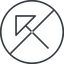Thin, line, left, circle, arrow, prohibited, corner, arrow-corner-thin icon