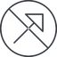 Thin, line, up, circle, arrow, prohibited, corner, arrow-corner-thin icon