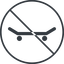 Thin, line, up, circle, prohibited, skateboard, board, skate, sk8 icon