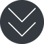 Thin, down, solid, circle, arrow, direction, chevron, double, double-chevron, forward, backward, double-chevron-thin icon