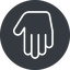 Thin, down, solid, circle, hand, stop, fingers, hand-thin icon