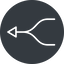 Thin, down, solid, circle, arrow, merge, path, join, merged, merge-thin icon