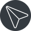 Thin, left, solid, circle, message, paper, messaging, plane, airplane, aeroplane, submit, send, paper-plane, paper-plane-thin-alt icon
