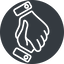 Thin, right, solid, circle, horizontal, mirror, business, hand, handshake, shake, agreement, deal, hands, shaking, agree, handshake-thin icon