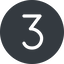Thin, solid, circle, three, number, font, digit, three-thin, 3 icon