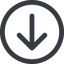 Line, down, circle, arrow, direction, arrow-simple-wide icon