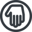 Line, down, wide, solid, circle, hand, stop, fingers, hand-wide icon