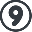 Line, down, wide, circle, number, font, digit, 6, six, six-wide, 9, nine icon