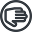 Line, right, wide, solid, circle, hand, stop, fingers, hand-wide icon