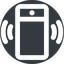 Down, wide, solid, circle, iphone, phone, mobile, android, gsm, smartphone, cell, bell, ring, ringing, ringtone, smartphone-ringing, smartphone-ringing-wide icon