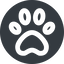 Up, wide, solid, circle, animal, cat, paw, dog, bear, paw-wide icon