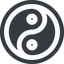 Wide, solid, circle, symbol, zen, yinyang, yin, yang, taoism, tao, china, taijitu, yin-yang-wide icon