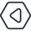 Line, down, normal, hexagon, arrow, video, play, mp3, player, pause icon