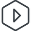 Line, right, normal, hexagon, arrow, direction, caret icon