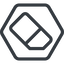 Line, normal, hexagon, horizontal, mirror, remove, eraser, erase, rubber icon