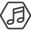 Line, normal, hexagon, mute, unmute, music, note, musical, notes icon