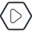 Line, up, normal, hexagon, arrow, video, play, mp3, player, pause, play-thin icon